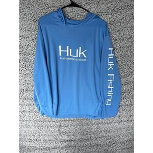 Huk Fishing Men's Icon X Hoodie Color Carolina Blue Size XXL Excellent